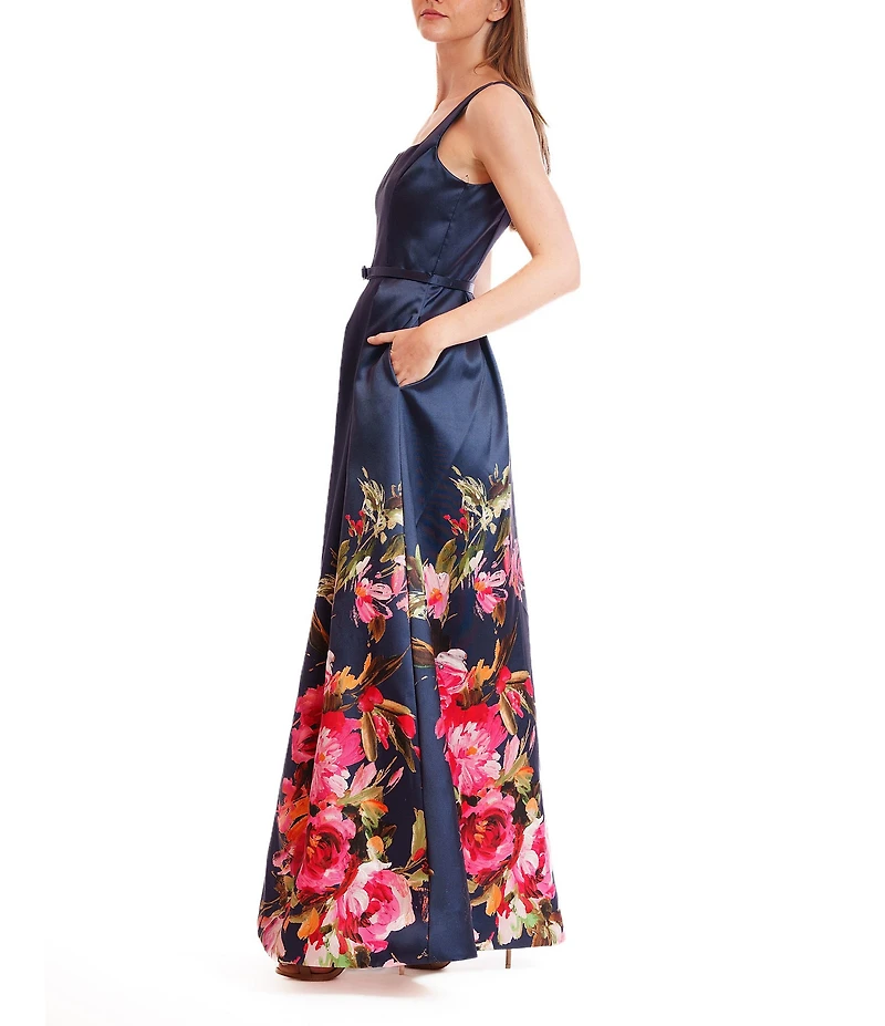 Julia Jordan Square Neck A-Line Floral Print Dress