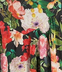 Julia Jordan Square Neck Basque Waist Midi Floral Dress