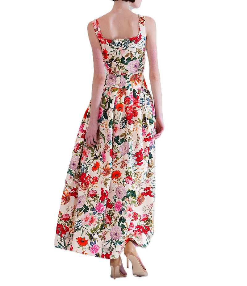 Julia Jordan Square Neck Drop Waist Floral Maxi Dress