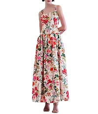 Julia Jordan Square Neck Drop Waist Floral Maxi Dress