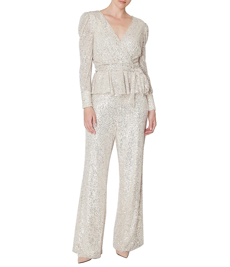 Julia Jordan Straight Leg Long Sleeve Peplum Jumpsuit