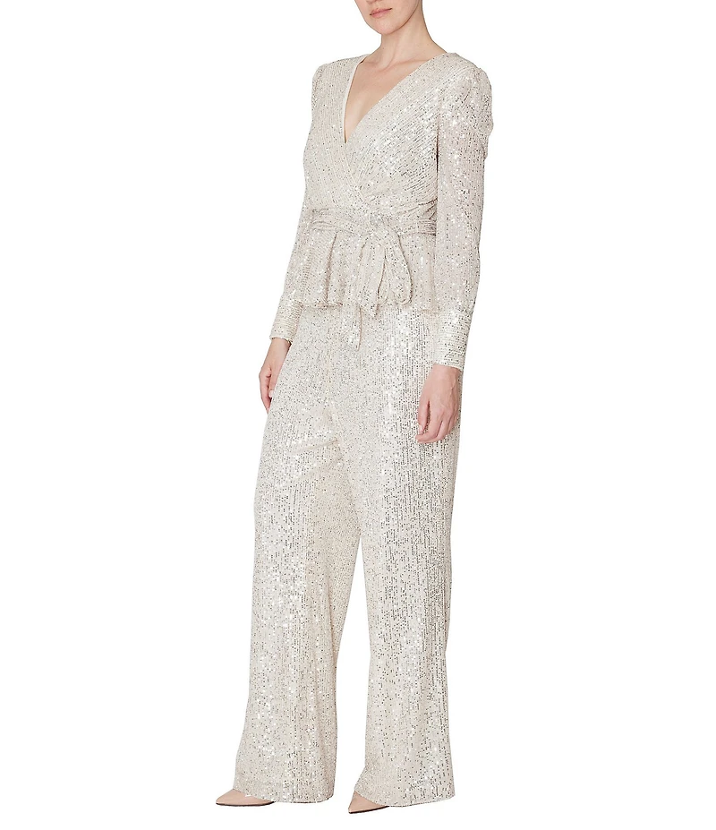 Julia Jordan Straight Leg Long Sleeve Peplum Jumpsuit