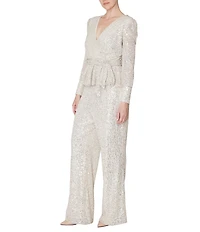Julia Jordan Straight Leg Long Sleeve Peplum Jumpsuit