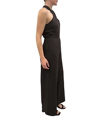 Julia Jordan Stretch Criss Cross Halter Neckline Sleeveless Jumpsuit
