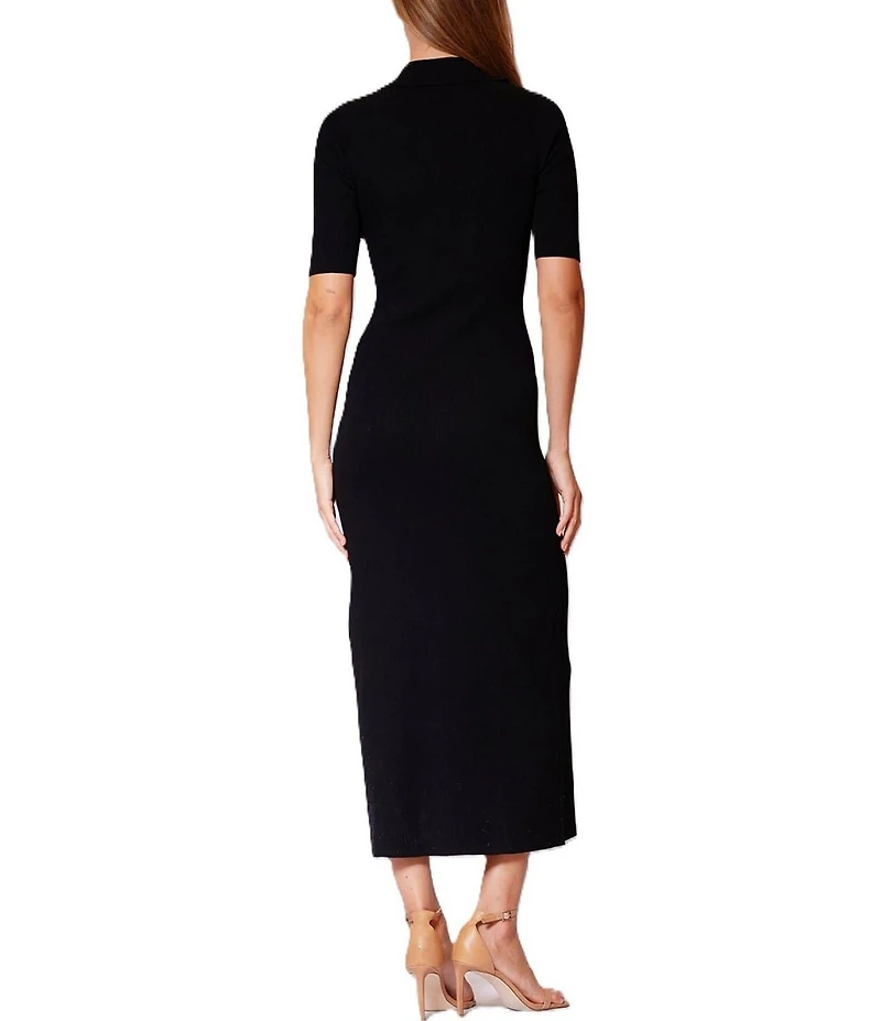 Julia Jordan Sweater Short Sleeve Collared Midi Length Dress