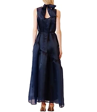 Julia Jordan Tie Neck Organza Overlay Self Tie Dress