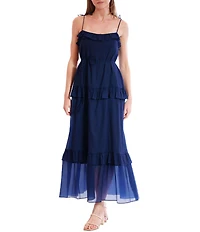 Julia Jordan Tie Shoulder Sleeveless Dress With Ruffle Tier
