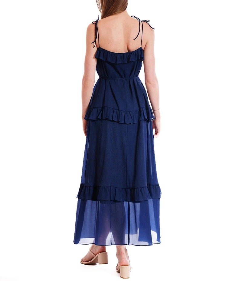 Julia Jordan Tie Shoulder Sleeveless Dress With Ruffle Tier