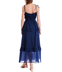 Julia Jordan Tie Shoulder Sleeveless Dress With Ruffle Tier