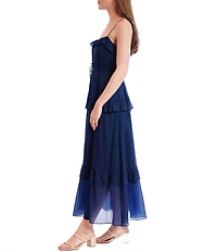 Julia Jordan Tie Shoulder Sleeveless Dress With Ruffle Tier