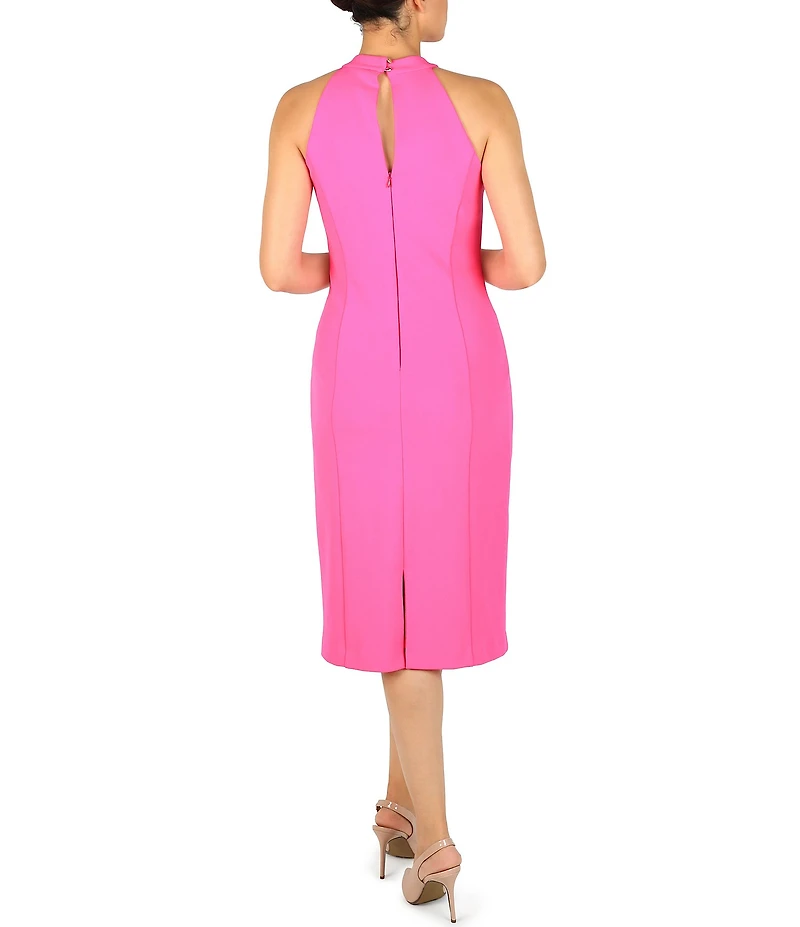 Julia Jordan Twist Halter Neck Sleeveless Stretch Crepe Sheath Dress