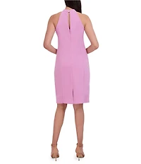 Julia Jordan Twist Halter Neck Sleeveless Stretch Crepe Sheath Dress