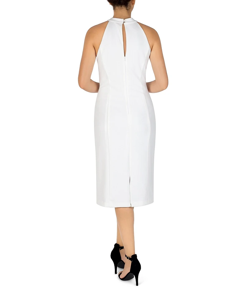 Julia Jordan Twist Halter Neck Sleeveless Stretch Crepe Sheath Dress