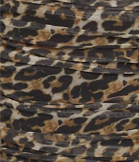 Jump Animal Printed Mesh Square Neck Long Sleeve Ruched Bodycon Dress