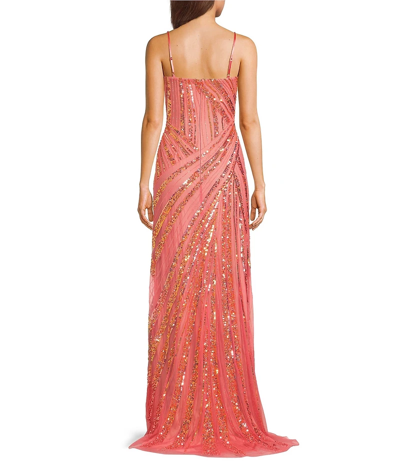 Jump Beaded Strapless Gown With Train