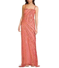 Jump Beaded Strapless Gown With Train