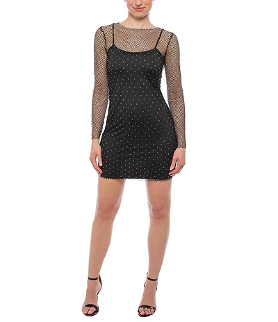 Jump Boat Neck Short Slim Sheer Sleeve Dress