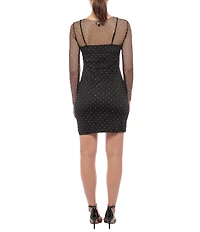 Jump Boat Neck Short Slim Sheer Sleeve Dress