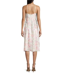 Jump Floral Printed Cowl Neck Midi Dress