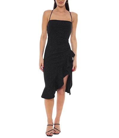 Jump Glitter Asymmetrical Ruffle High-Low Dress