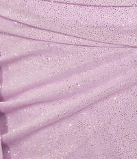 Jump Glitter Embellished Bust Sweetheart Neck Spaghetti Strap Sash Side Slit Gown