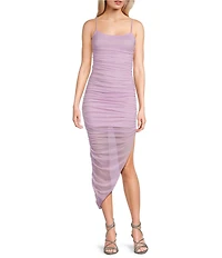 Jump Glitter Ruched Asymmetrical Hem Bodycon Dress