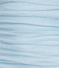 Jump Glitter Sleeveless Drape Cascade Ruffle Ruched Dress