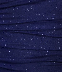 Jump Glitter Square Neck Ruched Long Sleeves With Ties At Hemline Dress