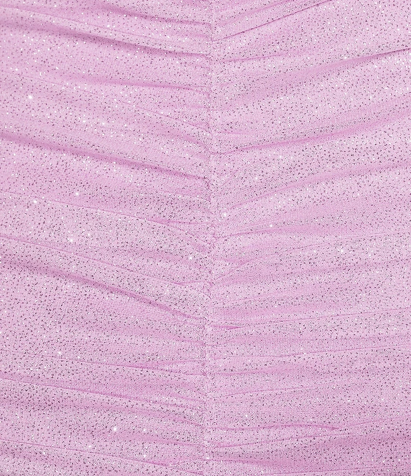 Jump Glitter Square Neck Spaghetti Strap Ruched Dress