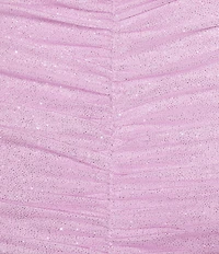 Jump Glitter Square Neck Spaghetti Strap Ruched Dress