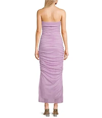 Jump Glitter Strapless Ruched Midi Dress
