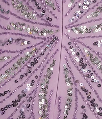 Jump Illusion Beaded Detail V-Neck Spaghetti Strap Side Slit Gown