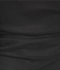 Jump Mesh Mock Neck Sleeveless Shirred Side Slit Dress