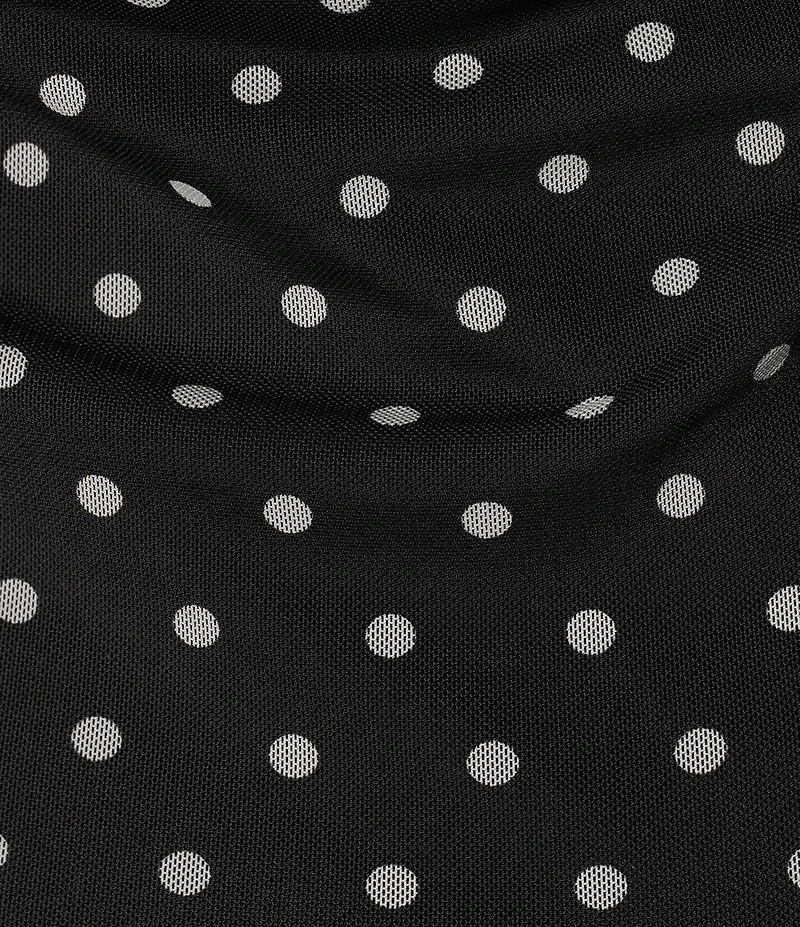 Jump Mesh Polka Dot Mock Neck Shirred Maxi Dress