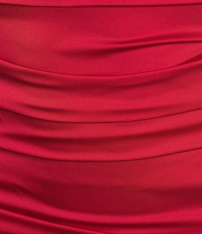 Jump Satin Square Neck Long Sleeve Ruched Mini Dress