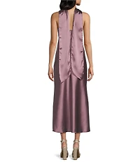 Jump Satin Strapless Scarf Midi Dress