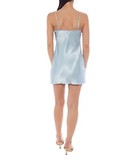 Jump Sleeveless Cowlneck Sheath Satin Dress