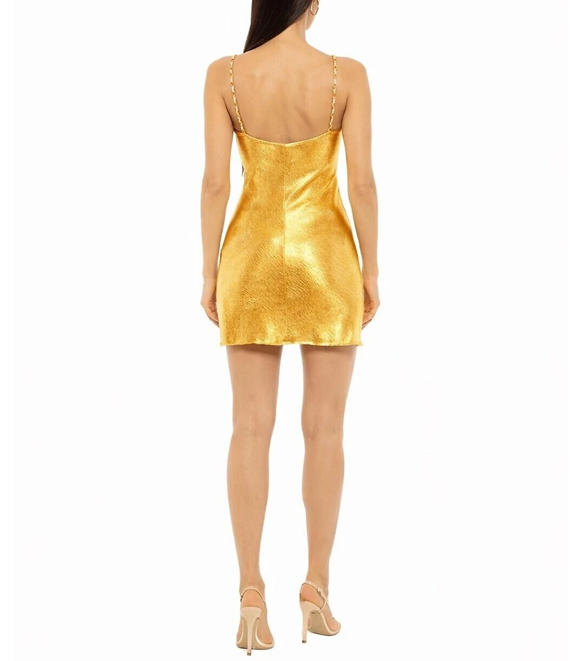 Jump Sleeveless Satin Cowl Neck Mini Dress
