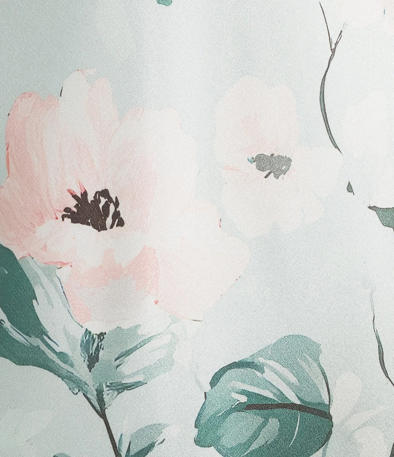 Jump Sleeveless Satin Floral Printed Cowl Neck Bow Back Long Dress