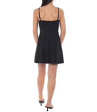 Jump Sleeveless Scuba Crepe Front Bow Mini Dress