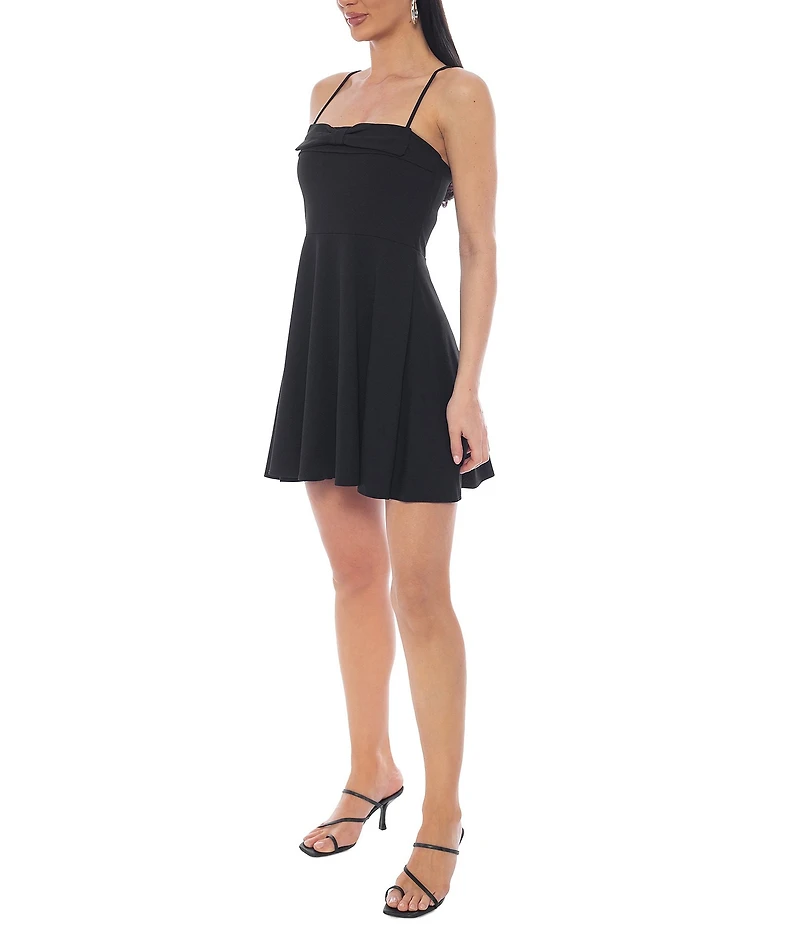 Jump Sleeveless Scuba Crepe Front Bow Mini Dress