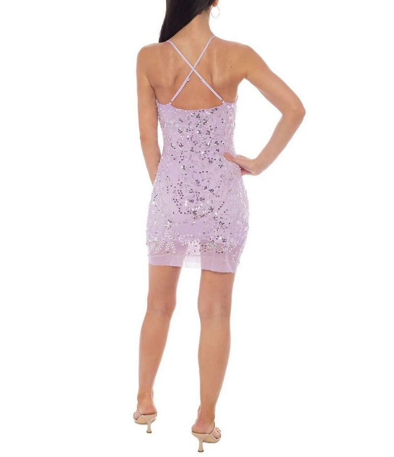 Jump Sleeveless Sequin Beaded Bodycon Dress