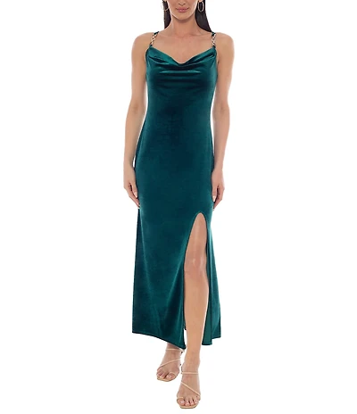 Jump Spaghetti Strap Cowl Long Dress