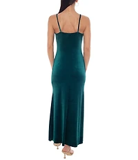Jump Spaghetti Strap Cowl Long Dress