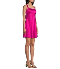 Jump Stretch Satin Bow Back Mini Dress
