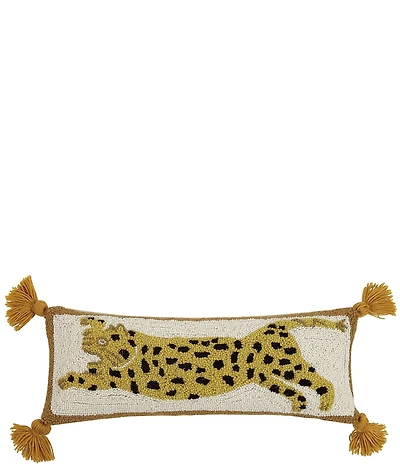 Jungalow Chi Chi Leopard Tasseled Wool Hook Pillow
