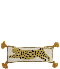 Jungalow Chi Chi Leopard Tasseled Wool Hook Pillow