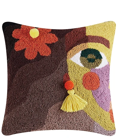 Jungalow Gem with Tassel & Pom Poms Hooked Wool Pillow