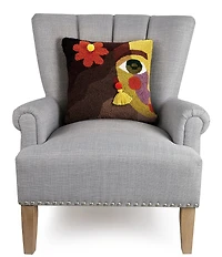 Jungalow Gem with Tassel & Pom Poms Hooked Wool Pillow