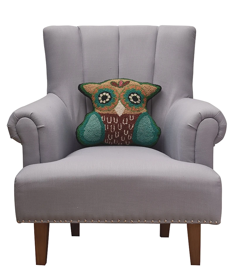 Jungalow Hootie Hooked Wool Shaped Pillow